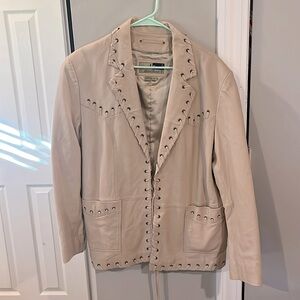Vintage Grommet Woven Leather Jacket